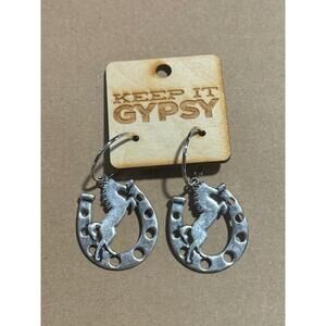 NEW KEEP IT GYPSY women's horse & horseshoe earrings in silver